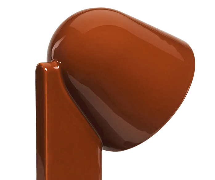 Flos ceramique down lampada da tavolo in ceramica rosso, particolare del diffusore luminoso