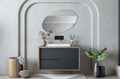 Mobile bagno 100x47 Urban noce antracite due cassetti con lavabo semintegrato