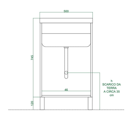 Lavatoio 45x50 bianco con gocciolatoio
