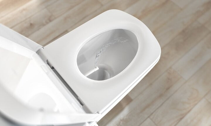 Teceone Vaso In Ceramica Con Doccetta visto dall'alto con scarico e interno visibili - Tece Italia