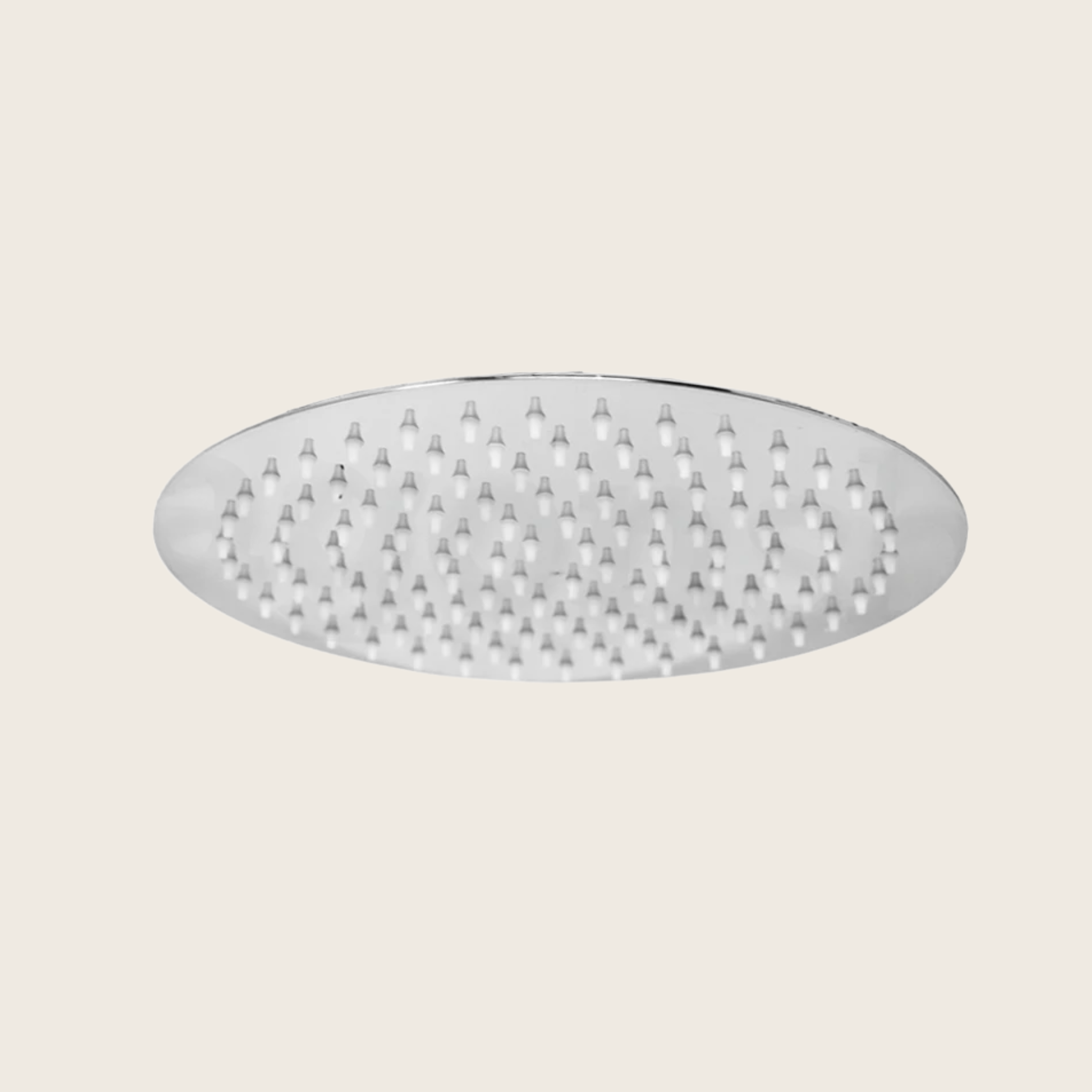 Soffione Doccia 25 cm tondo Slim 2 mm in Acciaio Smart Ottone, vista frontale della maniglia e della bocca di erogazione...