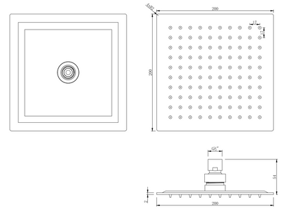 Set soffione 20x20 slim miscelatore doccia incasso 2 vie braccio 33 cm e doccetta cromo Smart