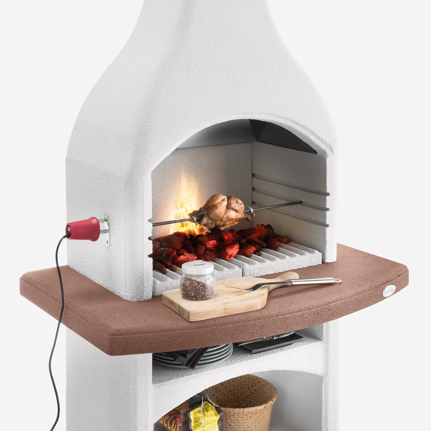 Palazzetti Tirrenia Barbecue In Conglomerato Grezzo, vista laterale che mostra profilo e dimensioni