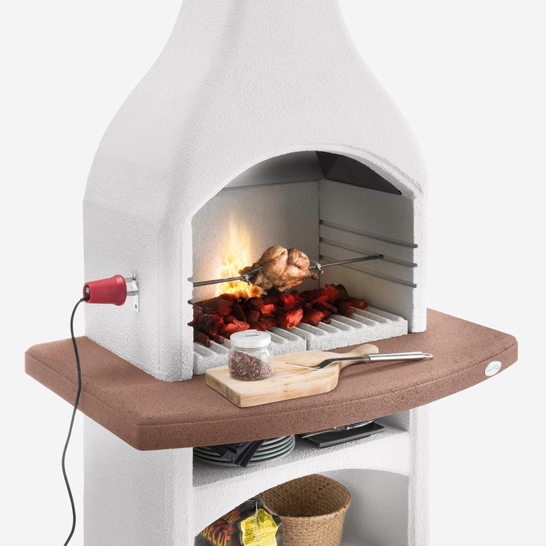 Palazzetti Tirrenia Barbecue In Conglomerato Grezzo, vista laterale che mostra profilo e dimensioni