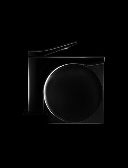 Gessi Rilievo Miscelatore Lavabo Con Scarico black metal visto dall'alto con scarico e interno visibili