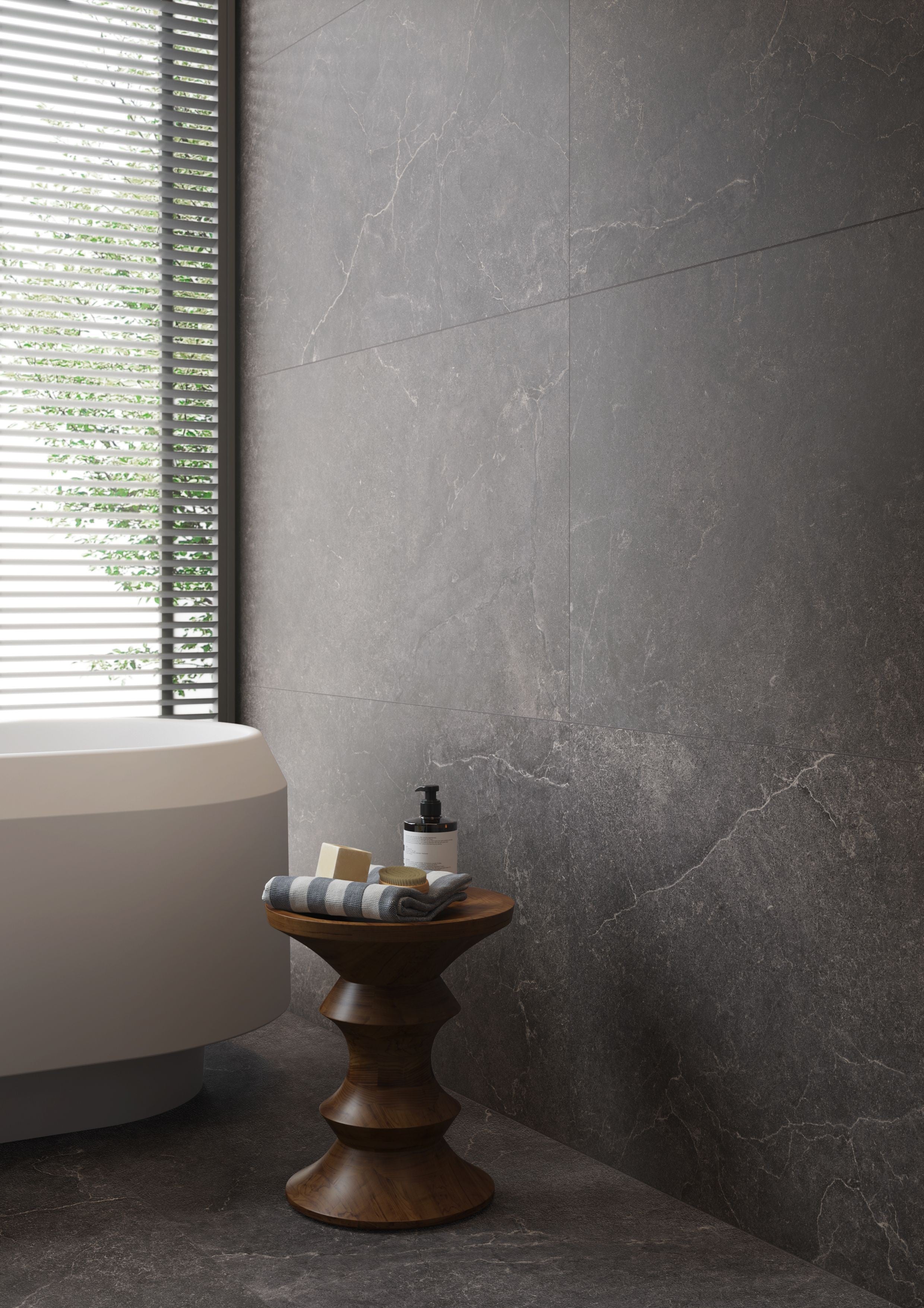 Cotto D'Este Lithos Pavimento Rivestimento 60x60 Cm 14 Mm Carbon Lt in gres porcellanato e rettificato, superficie e...