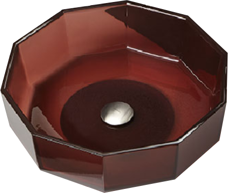 Antonio Lupi Opale Lavabo Decagonale 50 Cm In Cristalmood ambientato su piano bagno con accessori - Antonio Lupi Design