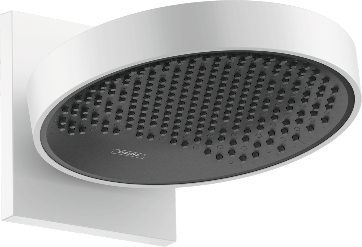 Hansgrohe Rainfinity Soffione doccia 250 1jet Con Attacco A in opaco, vista frontale della maniglia e della bocca di...