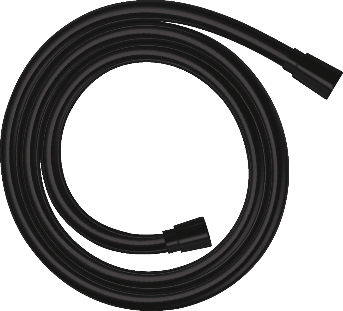 Flessibile Doccia 160 Cm Nero Opaco Hansgrohe Isiflex, vista frontale della maniglia e della bocca di erogazione