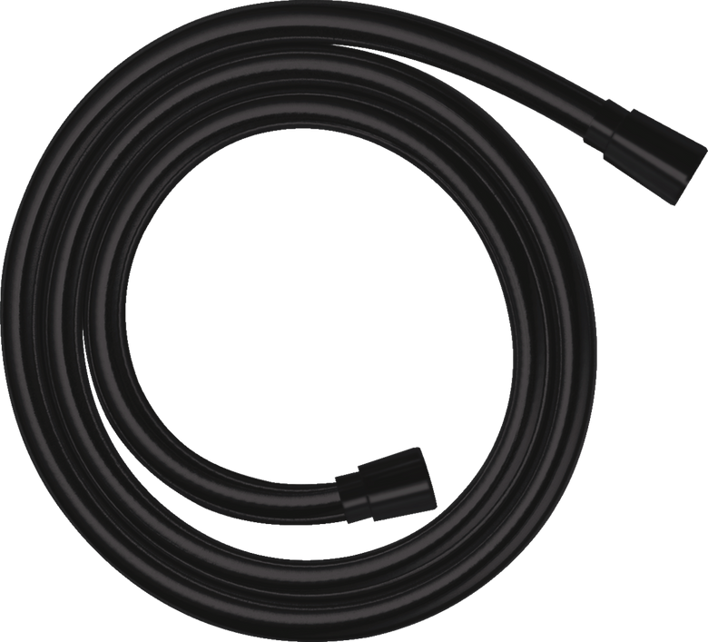Flessibile Doccia 160 Cm Nero Opaco Hansgrohe Isiflex, vista frontale della maniglia e della bocca di erogazione