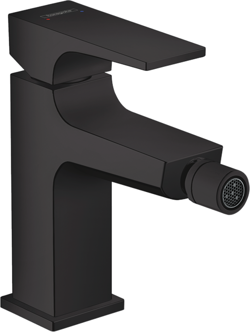 Hansgrohe Metropol Miscelatore Bidet Nero Opaco, dettaglio ravvicinato della finitura e del marchio