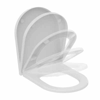 Sedile Rallentato Bianco Europeo Blend Curve Ideal Standard, vista laterale del profilo e della forma