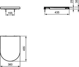 Sedile Rallentato Bianco Europeo Blend Curve Ideal Standard visto dall'alto con scarico e interno visibili