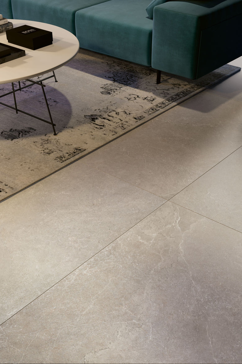 Cotto D'Este Kerlite Lithos 6plus Pavimento Rivestimento Moon Lt in porcellana, superficie e texture ravvicinata del gres...