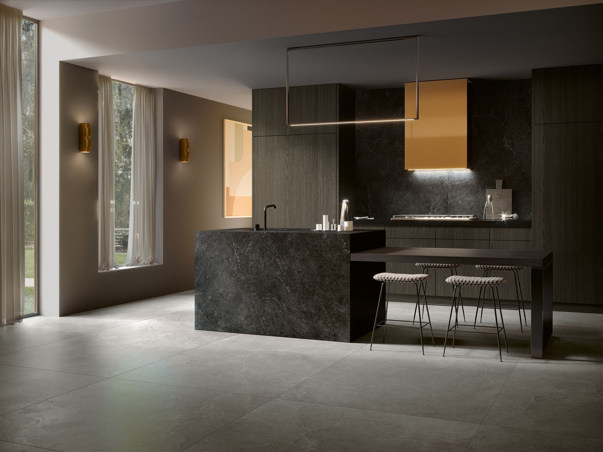 Cotto D'Este Kerlite Lithos 6plus Pavimento Rivestimento Stone Lt, superficie e texture ravvicinata del gres - Cotto D...