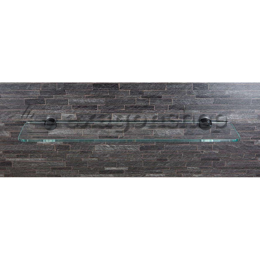 Colombo PLUS Mensola bagno 60 cm in vetro con supporti Nero Opaco