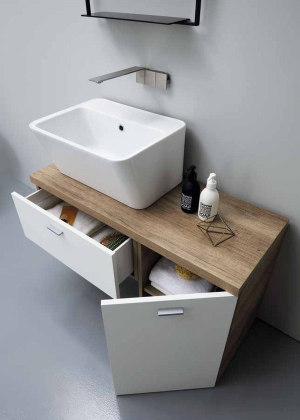 Colavene Wynn lavatoio 70x40 H.25 cm con foro in ceramica bianco lucido