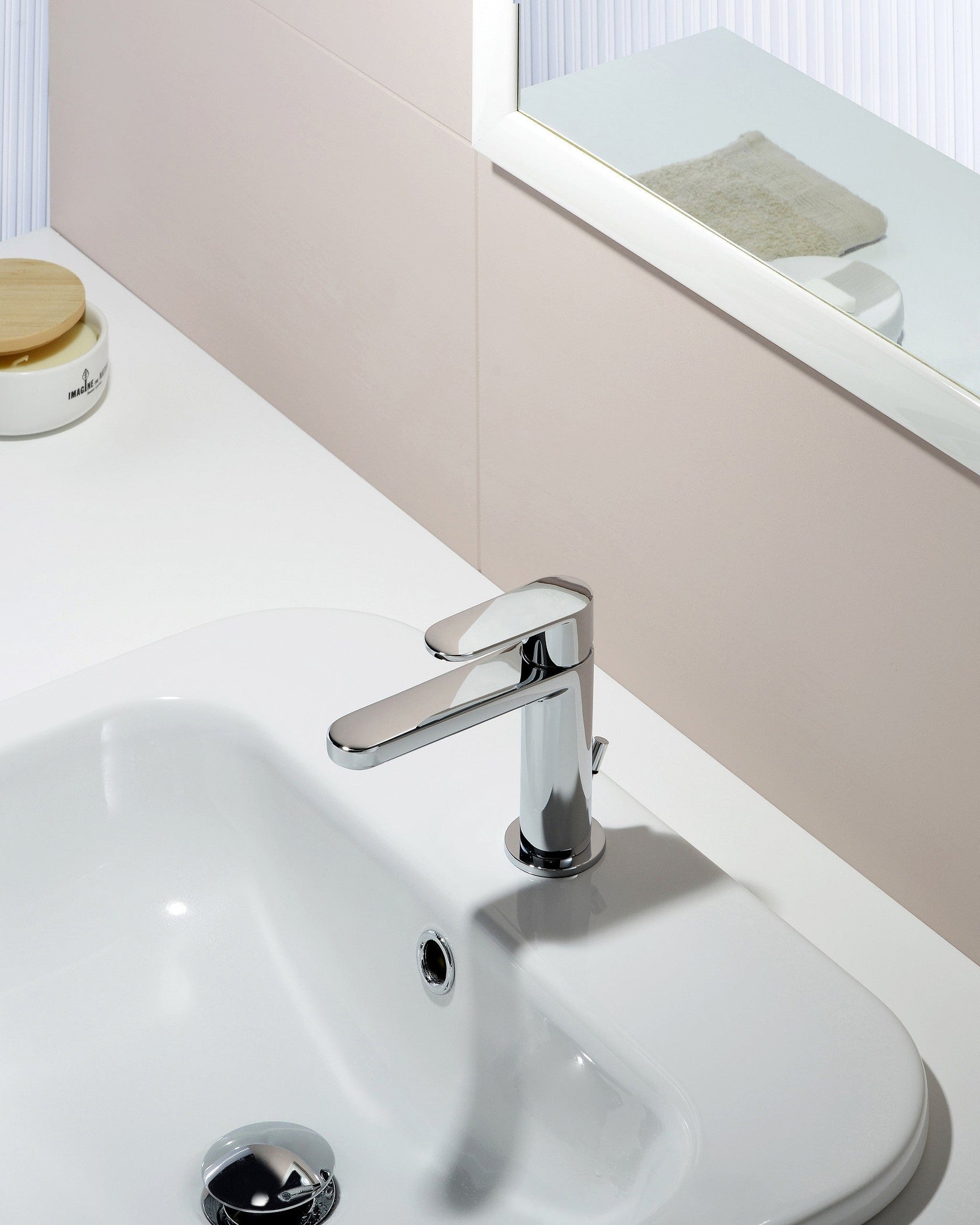 Paffoni Candy Ca075h Miscelatore lavabo Slim Air E Scarico visto dall'alto con scarico e interno visibili
