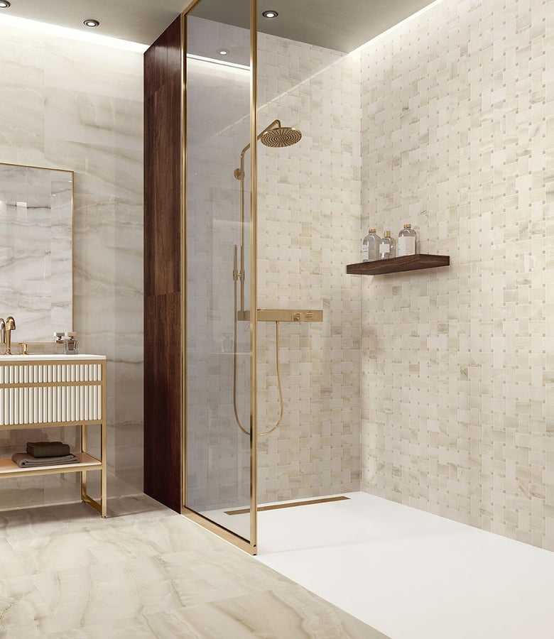 Rivestimento 30x30 In Gres Porcellanato Rettificato Krystal White Krystal in ceramica, superficie e texture ravvicinata...
