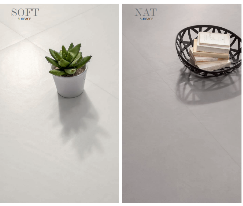 Pavimento rivestimento 90x90 Cm Effetto Resina In Gres posata in ambiente arredato, dettaglio della venatura