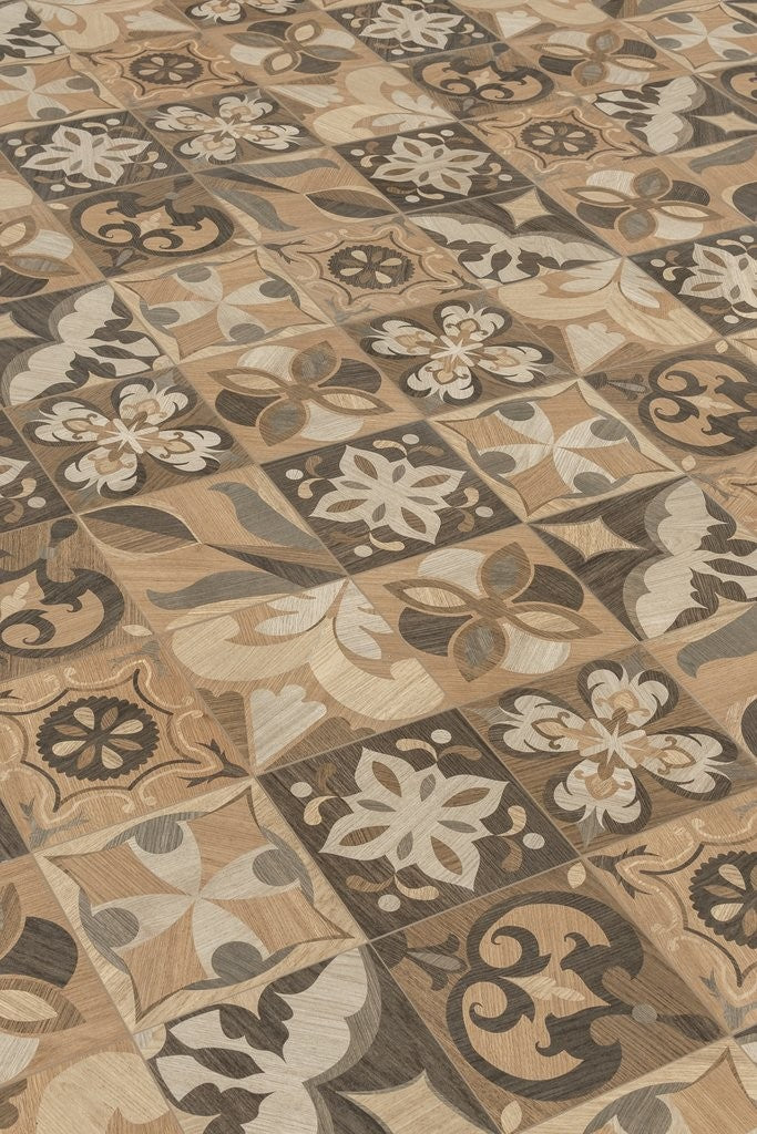 Pavimento 20x20 con decoro Effetto Legno In Gres posata in ambiente arredato, dettaglio della venatura