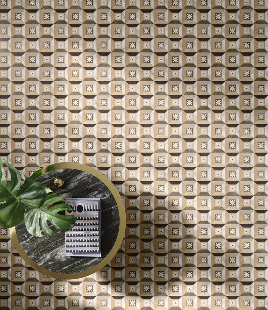 Pavimento 20x20 con decoro Effetto Legno In Gres posata in ambiente arredato, dettaglio della venatura