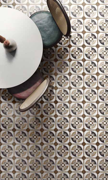 Pavimento 20x20 con decoro Effetto Legno In Gres posata in ambiente arredato, dettaglio della venatura