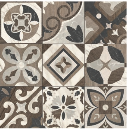 Pavimento 20x20 con decoro Effetto Legno In Gres posata in ambiente arredato, dettaglio della venatura
