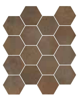 Pavimento rivestimento Esagonale 26x30 Cm Effetto Metallo posata in ambiente arredato, dettaglio della venatura