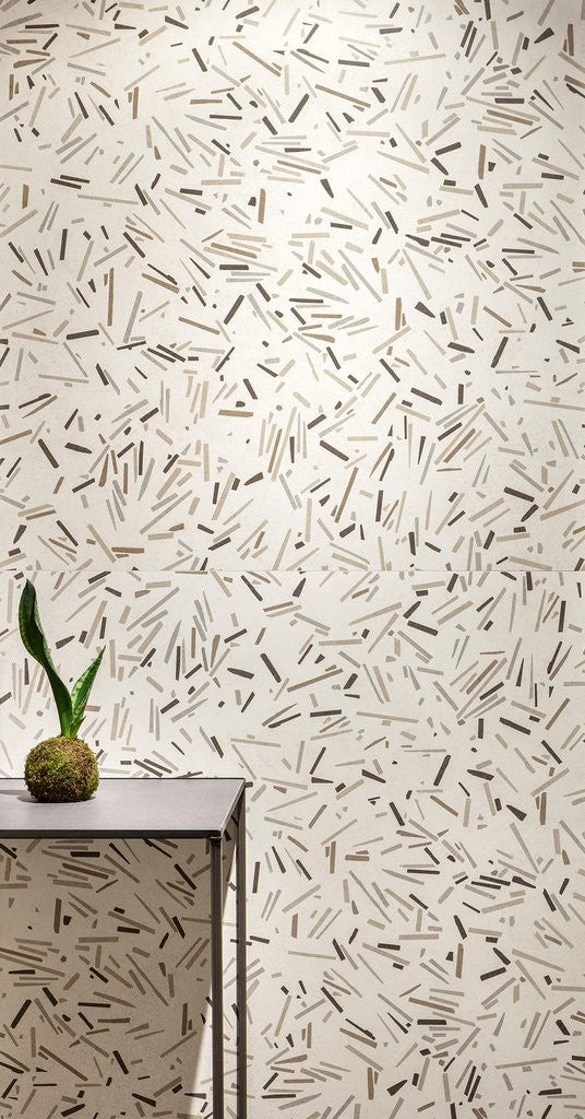 Pavimento Rivestimento 90x90 decoro In Gres Porcellanato posata in ambiente arredato, dettaglio della venatura