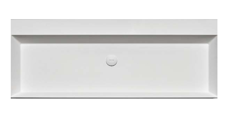 Antonio Lupi Gesto Lavabo 126x50 In Flumood bianco ambientato su piano bagno con accessori - Antonio Lupi Design