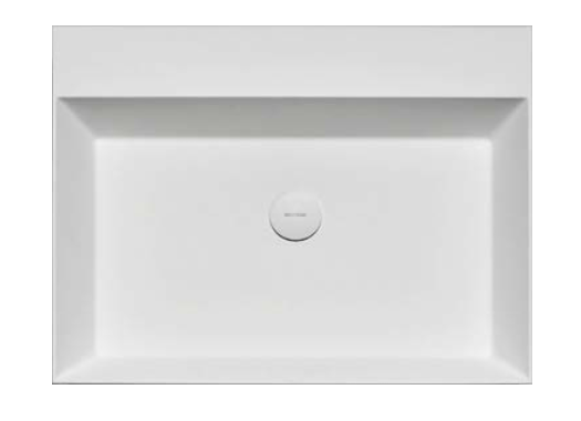 Antonio Lupi Gesto Lavabo 50x63 In Flumood bianco ambientato su piano bagno con accessori - Antonio Lupi Design