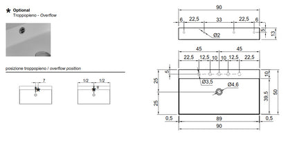 Antonio Lupi Gesto Lavabo rettangolare 50x90 cm In Flumood