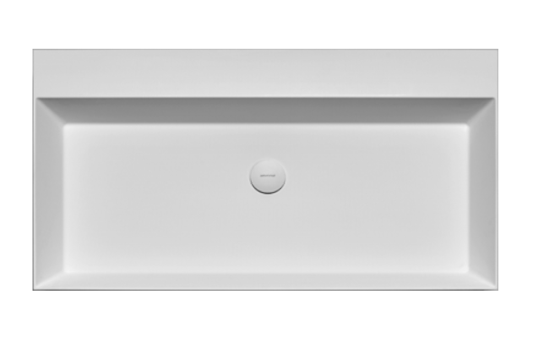 Antonio Lupi Gesto Lavabo 90x50 rettangolare In Flumood ambientato su piano bagno con accessori - Antonio Lupi Design