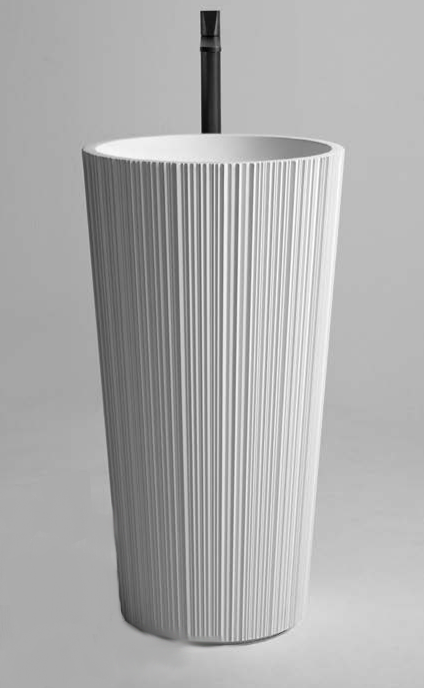 Antonio Lupi Plisse Lavabo 47x85 freestanding in Flumood, vista frontale su sfondo bianco - Antonio Lupi Design