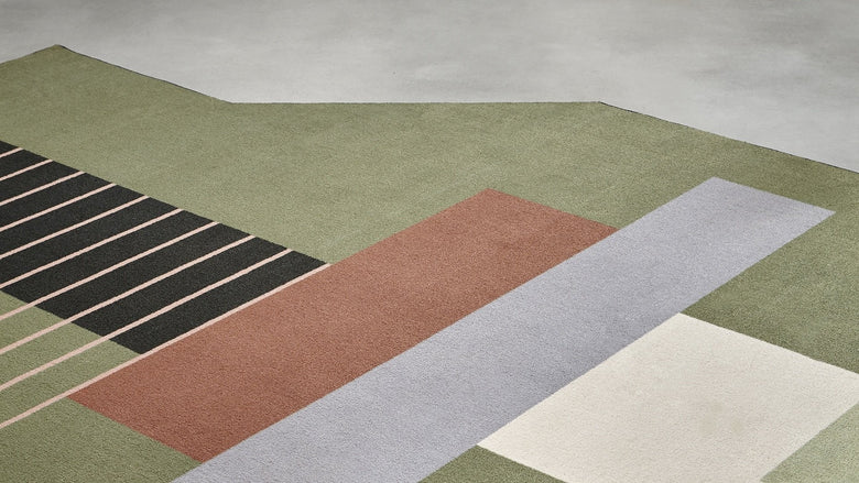 Antonio Lupi 2x3 Geometrie Volanti Tappeto In Velluto Gv642 Multicolore, dettaglio ravvicinato dei materiali - Antonio...