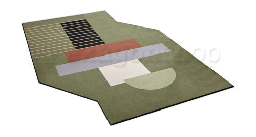 Antonio Lupi 2x3 Geometrie Volanti Tappeto In Velluto Gv642 Multicolore, vista laterale della struttura e del profilo...