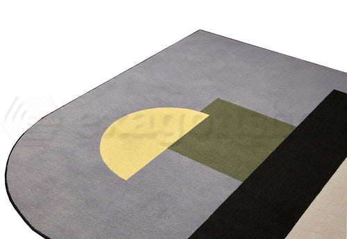 Antonio Lupi Geometrie Volanti Tappeto 200x300 In Velluto Multicolore, vista laterale della struttura e del profilo...