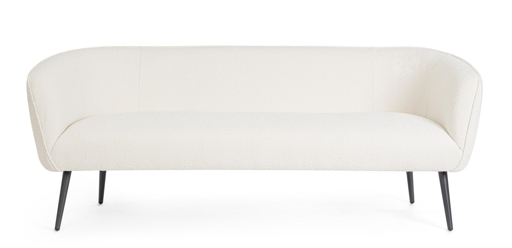 Andrea Bizzotto Avril Divano 3 Posti Effetto Boucle Bianco ambientato in spazio living con arredi coordinati