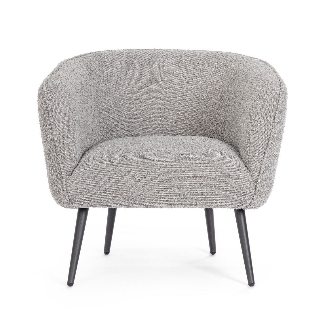 Andrea Bizzotto Avril Poltrona Effetto Boucle Grigio, dettaglio ravvicinato dei materiali