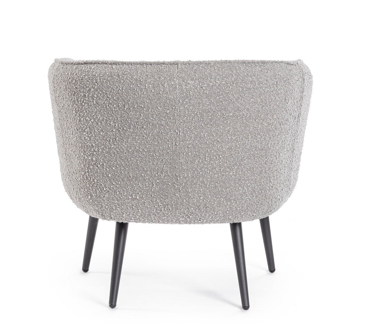 Andrea Bizzotto Avril Poltrona Effetto Boucle Grigio ambientato in spazio living con arredi coordinati
