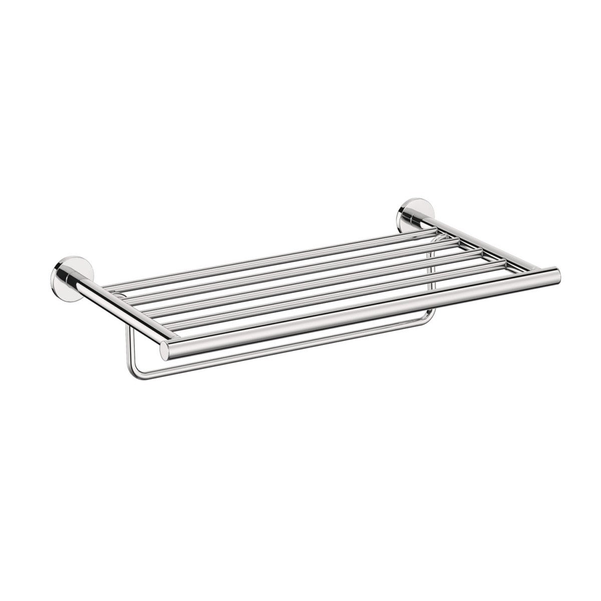 Rack Portasciugamani 55x30 a muro cromo Cosmic Architect S+ in lucido montato a parete, vista del design e della finitura...