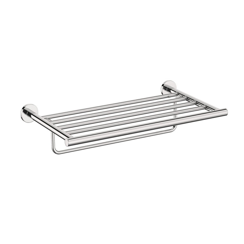 Rack Portasciugamani 55x30 a muro cromo Cosmic Architect S+ in lucido montato a parete, vista del design e della finitura...