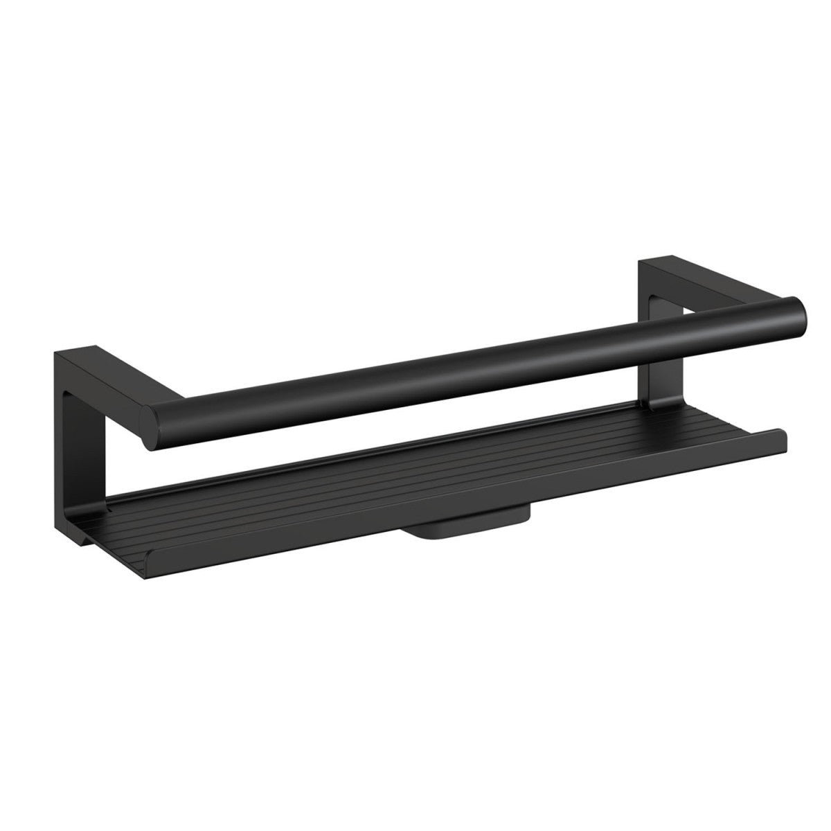 Mensola Porta Sapone 35 cm per box Doccia Con Lavavetro Soft Black Nero Sat installato in bagno moderno con ante in vetro...
