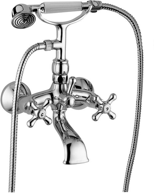 Paffoni Iris Irv027 Gruppo vasca classico esterno con doccetta supporto snodato e flessibile 150 cm cromo