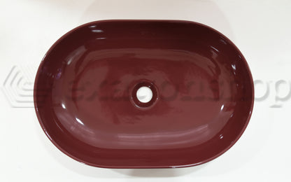 Nic Pin 001714 Lavabo Rettangolare Da Appoggio Colorato 55x37 Cm Ciliegia Lucido