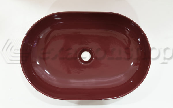 Nic Pin 001714 Lavabo Rettangolare Da Appoggio Colorato 55x37 Cm Ciliegia Lucido