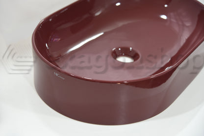 Nic Pin 001714 Lavabo Rettangolare Da Appoggio Colorato 55x37 Cm Ciliegia Lucido