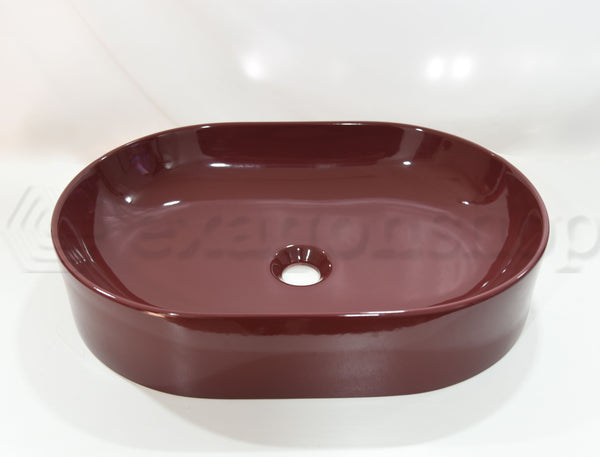 Nic Pin 001714 Lavabo Rettangolare Da Appoggio Colorato 55x37 Cm Ciliegia Lucido