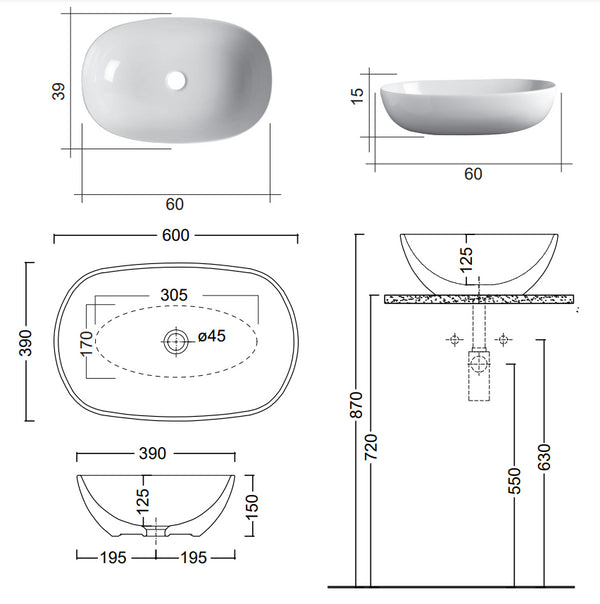 Lavabo 60x39 Da Appoggio Ovale Colorato Curry Lucido Milk Extreme 01526 Nic